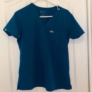 FIGS Caribbean blue scrub top small womens